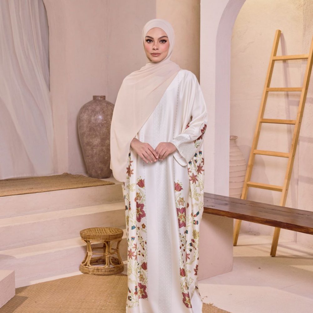 Aisha Satin Abaya Off-White